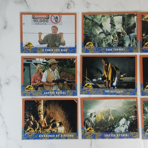 Vintage JP Topps Trading Cards Lot of 10 Jurassic Park Movie Cards Lot #11 - Picture 3 of 11